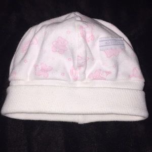 Absorba Sz 3 mos 100% cotton white/pink hat